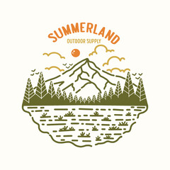 Summer Land Outdoor Vector Illustration