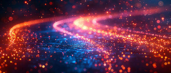 Fototapeta premium Abstract Swirling Lights with Red and Blue Bokeh Background