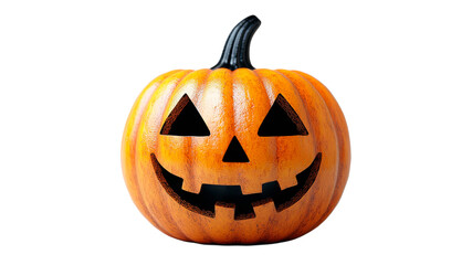 3D rendered Jack-o'-lantern pumpkin with a carved face, featuring a transparent background. Ideal for Halloween decorations, seasonal promotions, spooky-themed designs, and holiday marketing campaigns
