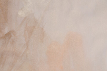 Metallic Ink watercolor grain pour blot on beige empty paper blanc texture background. Silver,...