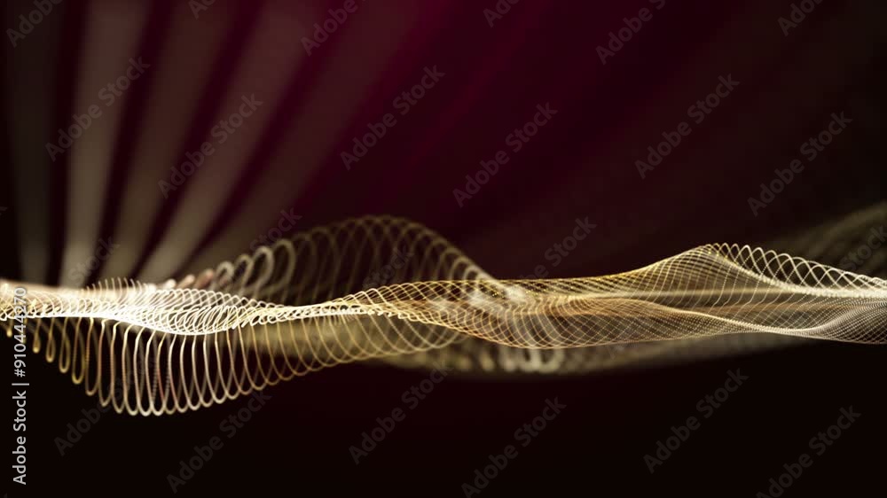 Poster Futuristic video animation with particle wave object in slow motion, 4096x2304 loop 4K