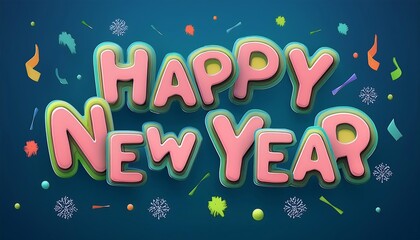 Happy New Year 2025: Festive Greeting for the Upcoming Year, Celebrating New Beginnings and Joyful Resolutions with a Cheerful and Bright Design