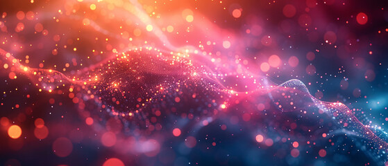 Naklejka premium Abstract Red and Blue Bokeh Lights with Glitter and Sparkles