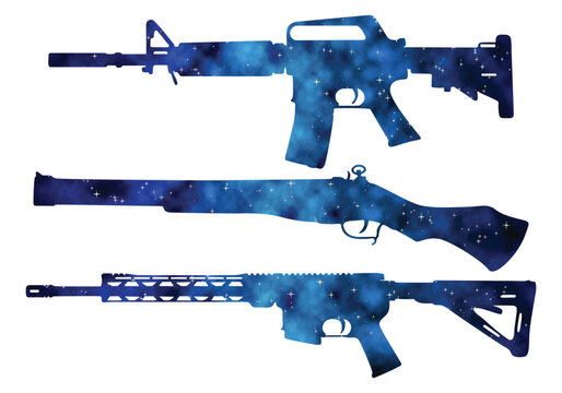 Colorful watercolor Weapon or Pistol or guns vector art