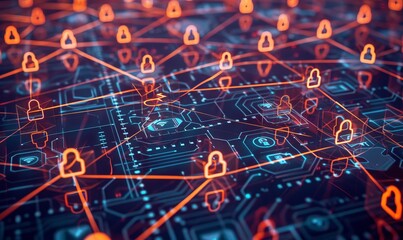 Enhancing Cyber Security with Glowing Network Connections. Concept Cyber Security, Network Connections, Enhancing Protection, Technology, Information Security