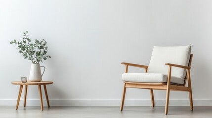 Minimalist bamboo chair in a modern living room, eco-friendly furniture concept