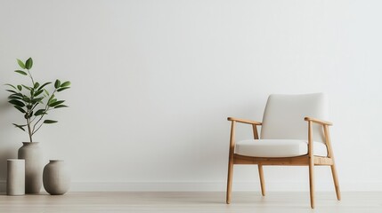 Minimalist bamboo chair in a modern living room, eco-friendly furniture concept