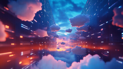 Obraz premium Cloud storage for data transfer is like a safe space for your digital files. It's easy to share and access from anywhere.