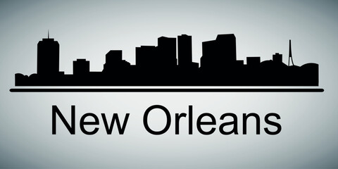Fototapeta premium The city skyline. New Orleans. Silhouettes of buildings. Vector on a gray background 