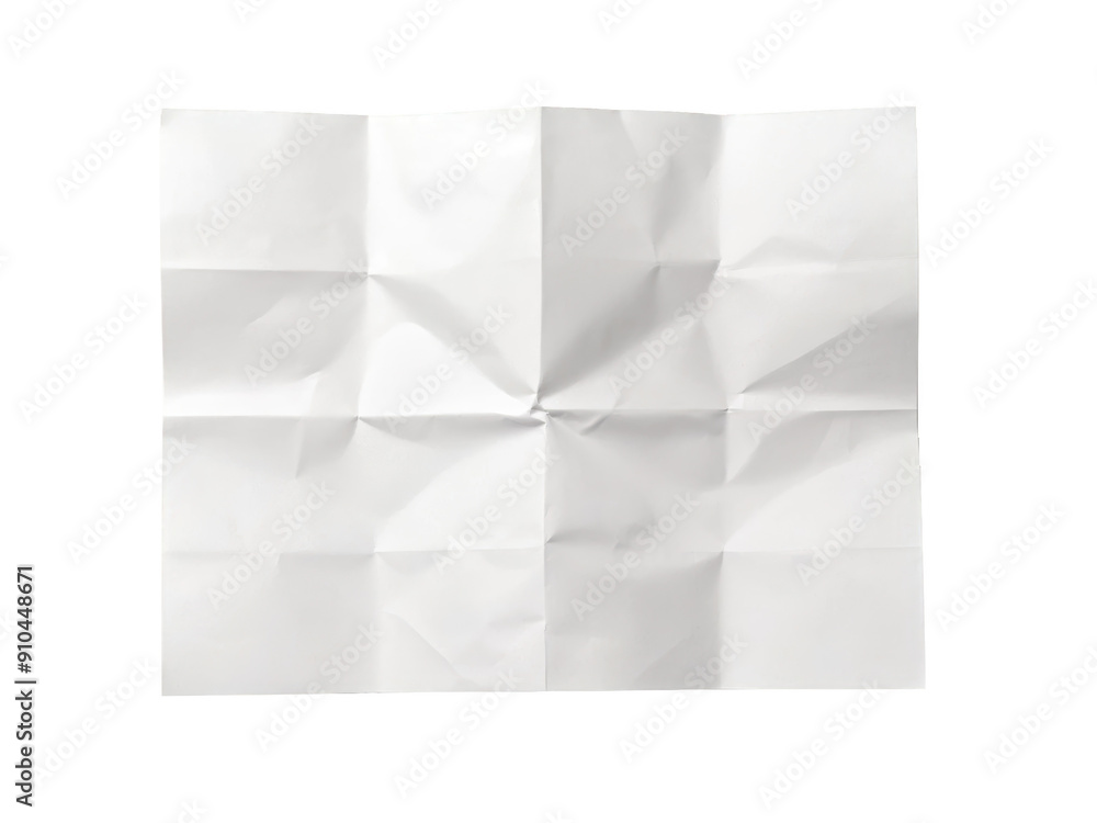 Poster folded paper with multiple creases, featuring distinct fold lines, suitable for design elements or t