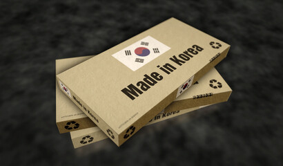 Made in Korea box pack 3d illustration