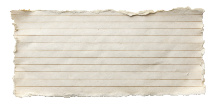 Aged Lined Paper With Rough Edges, featuring an antique look and lined pattern, perfect for notes or creative projects. Isolated on transparent background, png.