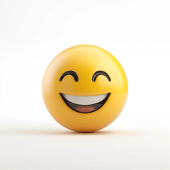 Fototapeta premium Smiling yellow emoticon on a white backgroun, happy smiley face, World Smile Day