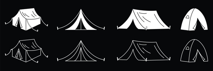 Set of camping tent icon collection. Hiking camp symbol. Vector Illustration. © Graphic design 125
