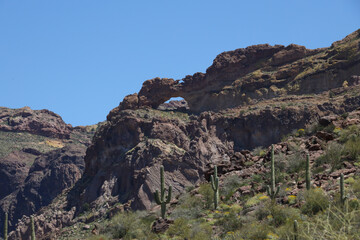 Natural arch and desert landscape at Organ Pipe Cactus National Monument, Arizona