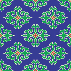 Real Tatar seamless pattern. Islamic tulip, floral geometry. Culture of the Tatar people, symbols of green and red
