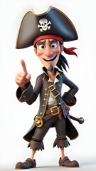 Naklejka premium Happy male pirate illustration 3D. White background