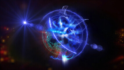 energy sector.Futuristic magical plasma circle  glows in space.
