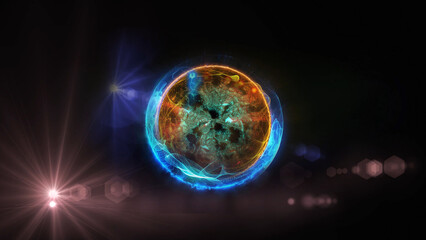 energy sector.Futuristic magical plasma circle  glows in space.
