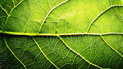   A close-up of a green leaf's leaf, revealing its vein structure