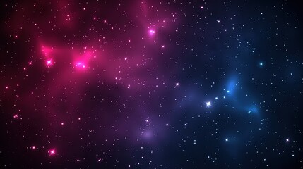 Obraz premium A photo filled with numerous stars and a luminous pink and blue star at its center is replaced by a vibrant red and blue star in the image