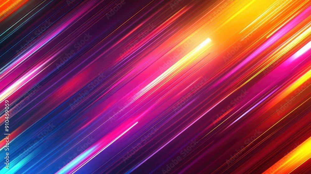 Poster Diagonal lines of light are streaking across a dark background