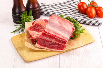 Raw beef rib for cooking