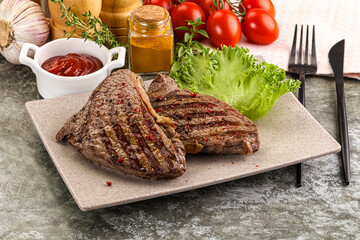 Delicus grilled beef steak with sauce