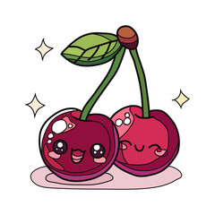 hand drawn kawaii fruit
