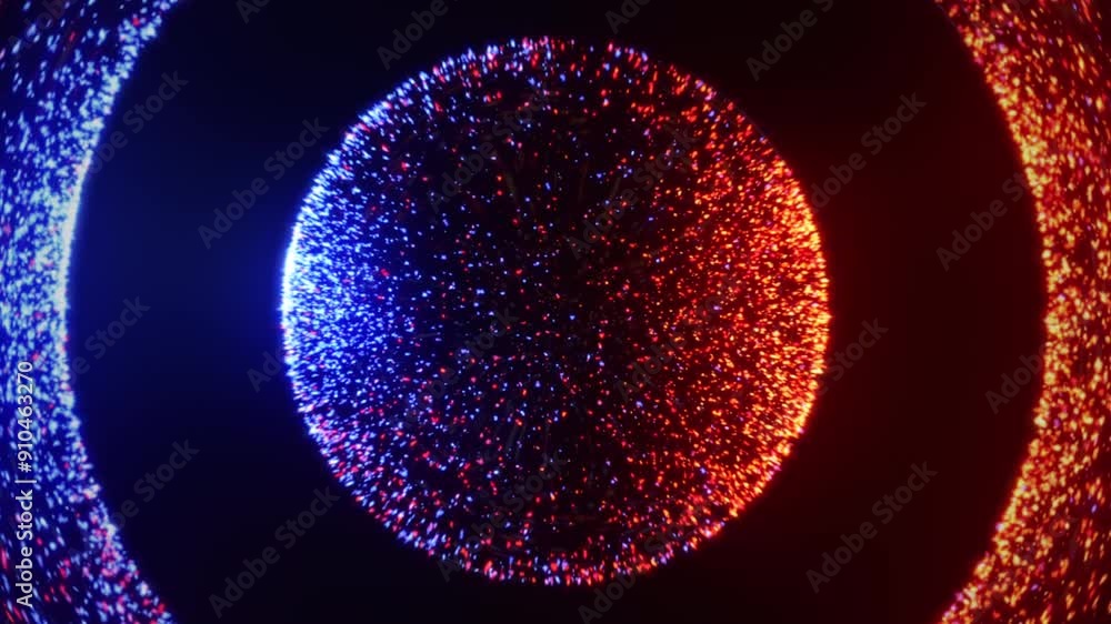Canvas Prints vibrant glowing neon particle 3d sphere in the space. fire and ice particle fluid motion. blue and o