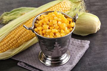 Canned sweet young corn grain