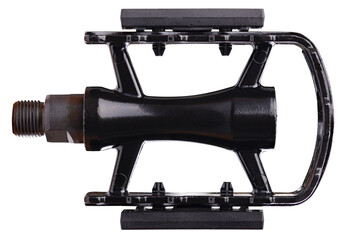 Metal bicycle pedal on isolated background.