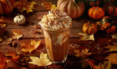 A pumpkin pie milkshake topped with whipped cream