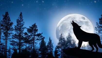 wolf howling at the moon