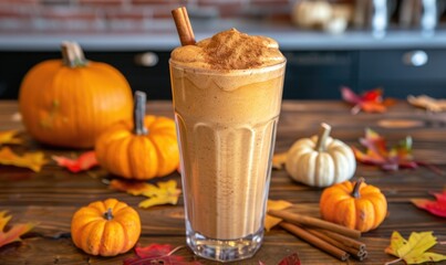 A pumpkin spice milkshake with whipped cream