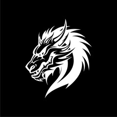 Logotipo simples dragão preto e branco vetor