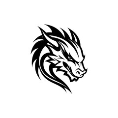 Logotipo simples dragão preto e branco vetor
