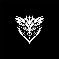 Logotipo simples dragão preto e branco vetor