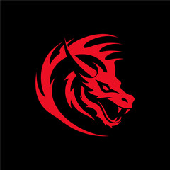 Logotipo simples dragão preto e branco vetor