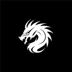 Logotipo simples dragão preto e branco vetor
