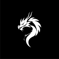 Logotipo simples dragão preto e branco vetor