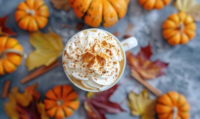 A warm pumpkin chai latte with whipped cream and cinnamon