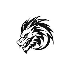 Logotipo simples dragão preto e branco vetor