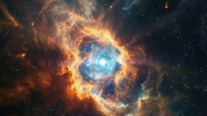 Obraz premium A planetary nebula, showcasing the remnants of a star's outer layers glowing in space