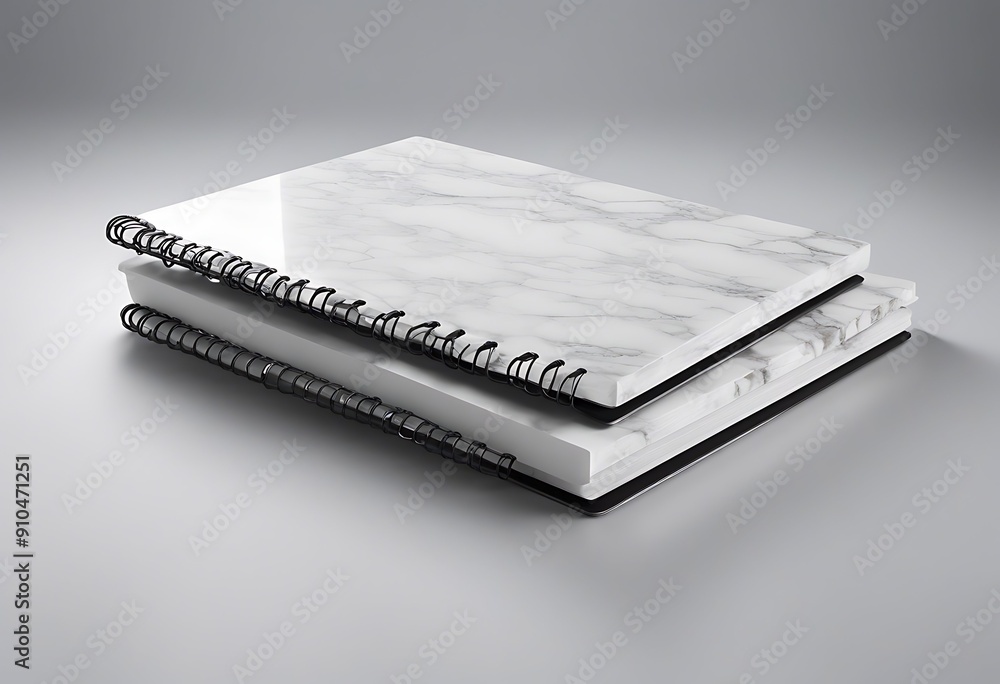 Poster diary empty spiral realistic 3d mock book background ring three page angles clean office marble a4 n