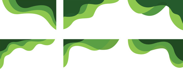 abstract green corners with white background. design  with organic shape