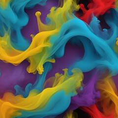 Colorful blue red yellow green purple sandy texture merged with aspects such as smoke water fire 