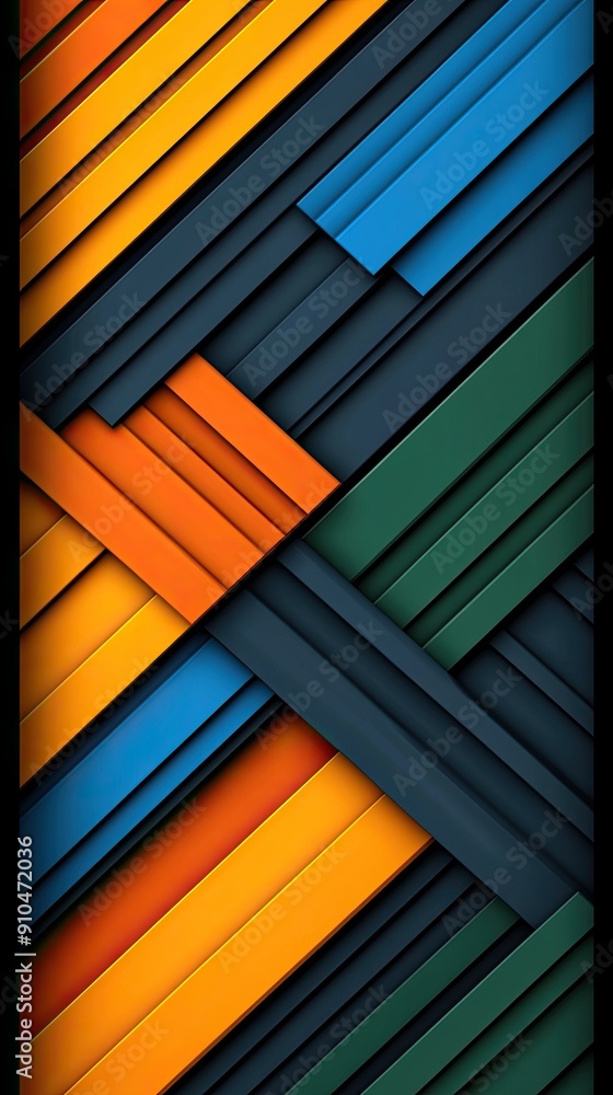Poster a vibrant arrangement of triangular paper shapes forms a colorful gradient from blue to red, showcas
