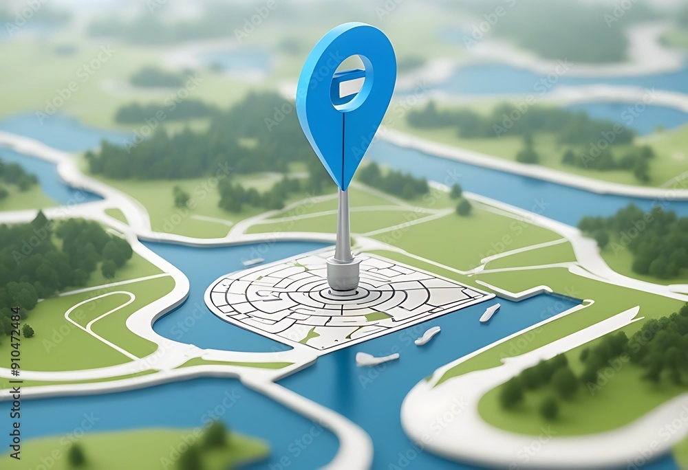 Aufkleber location blue icon graphic 3d pointer point gps navigation element marker position sign rection pin 