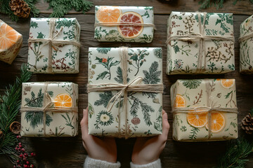 Gift wrapping process, present pattern